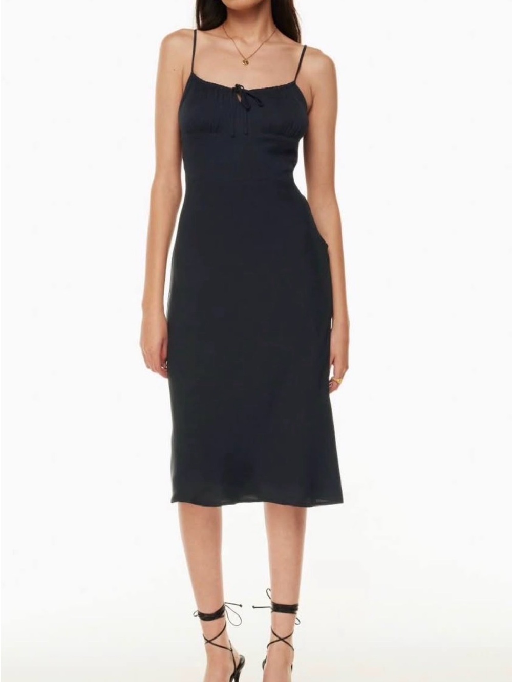 Aritzia Wilfred Below Midi Satin Black Dress